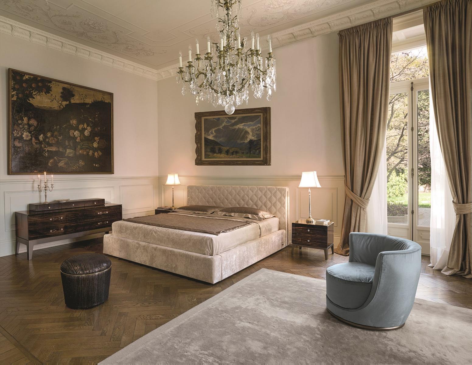 HELMUT Nabuk bed with upholstered headboard