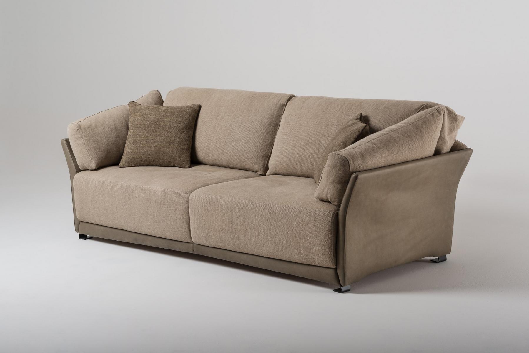 PACO 3 seater linen and leather sofa