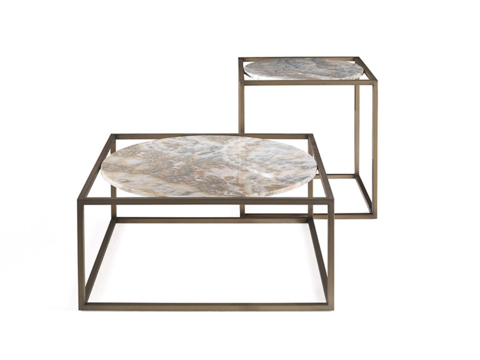 NORREBRO Low square onyx and metal coffee table