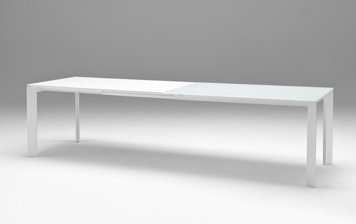 GHEDI Extending rectangular glass and steel table