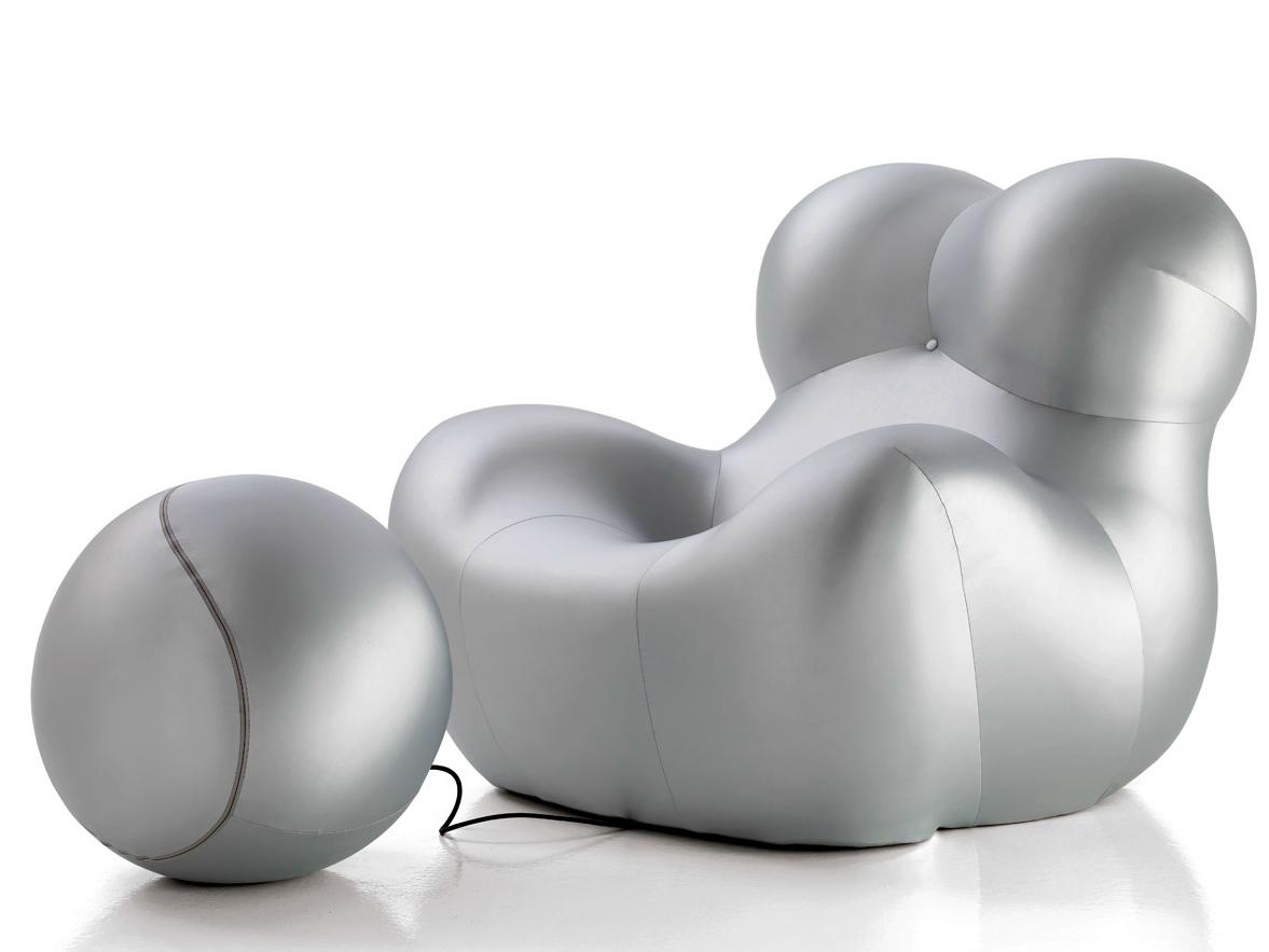SERIE UP 2000 Upholstered fabric armchair with footstool