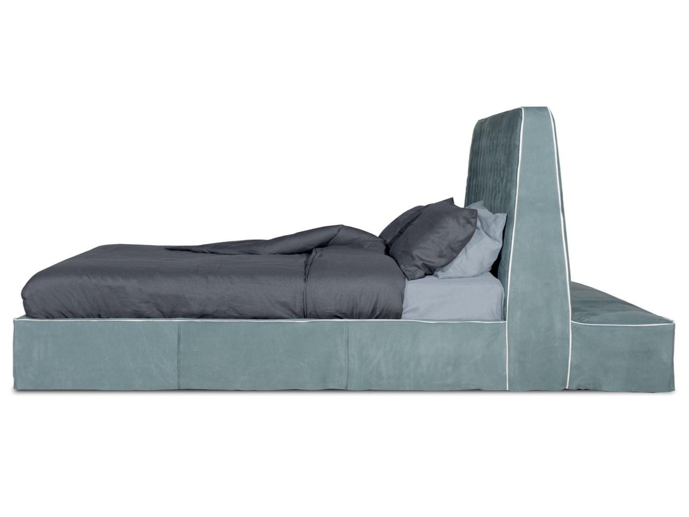 INNSBRUCK Leather bed with upholstered headboard
