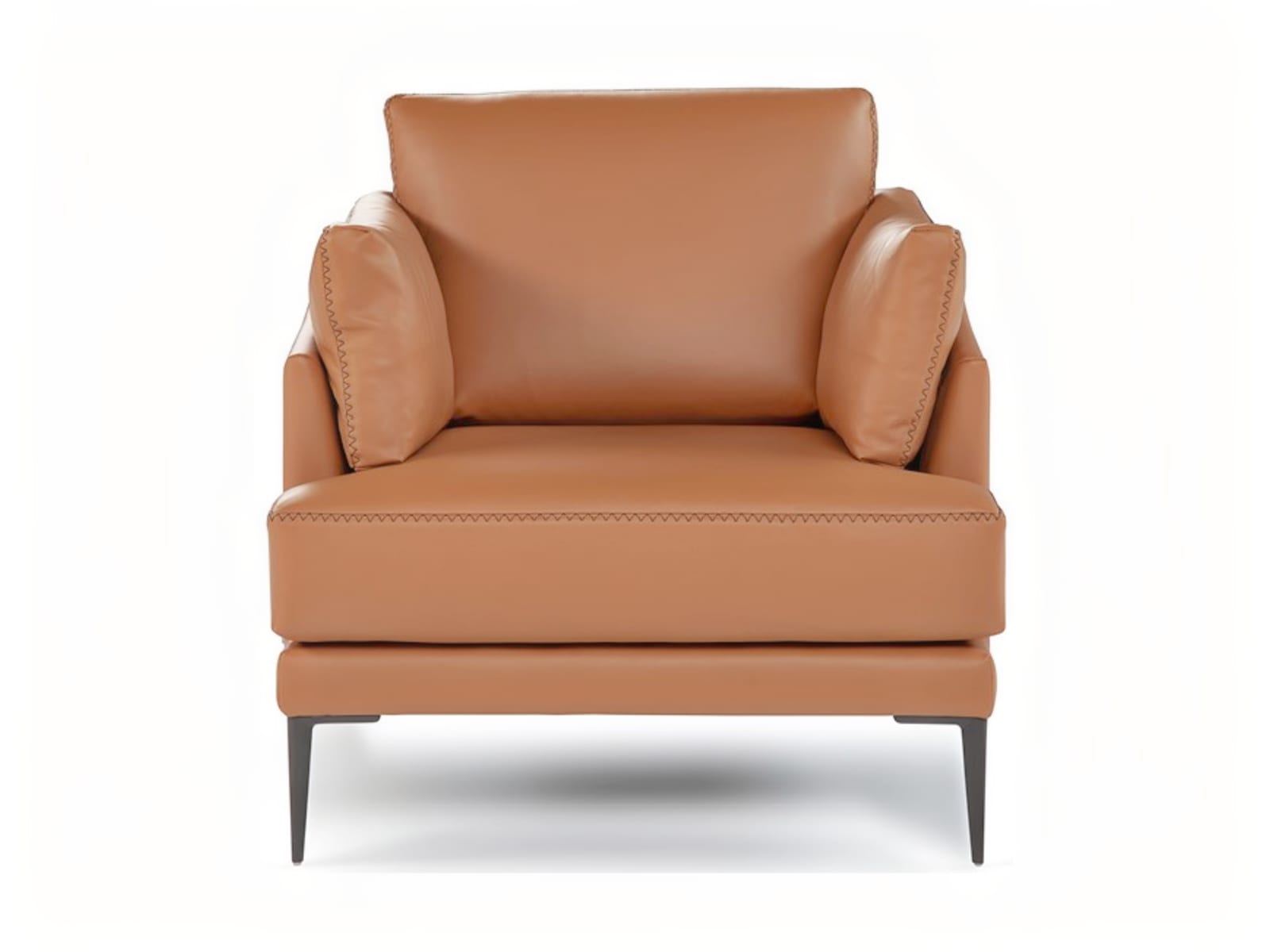 FLEUR Elegant Fleur chair with stylish pin-shaped legs and sophisticated stitches, ideal for both snug homes and professional spaces, offering comfort in compact form with option for leather or removable fabric.