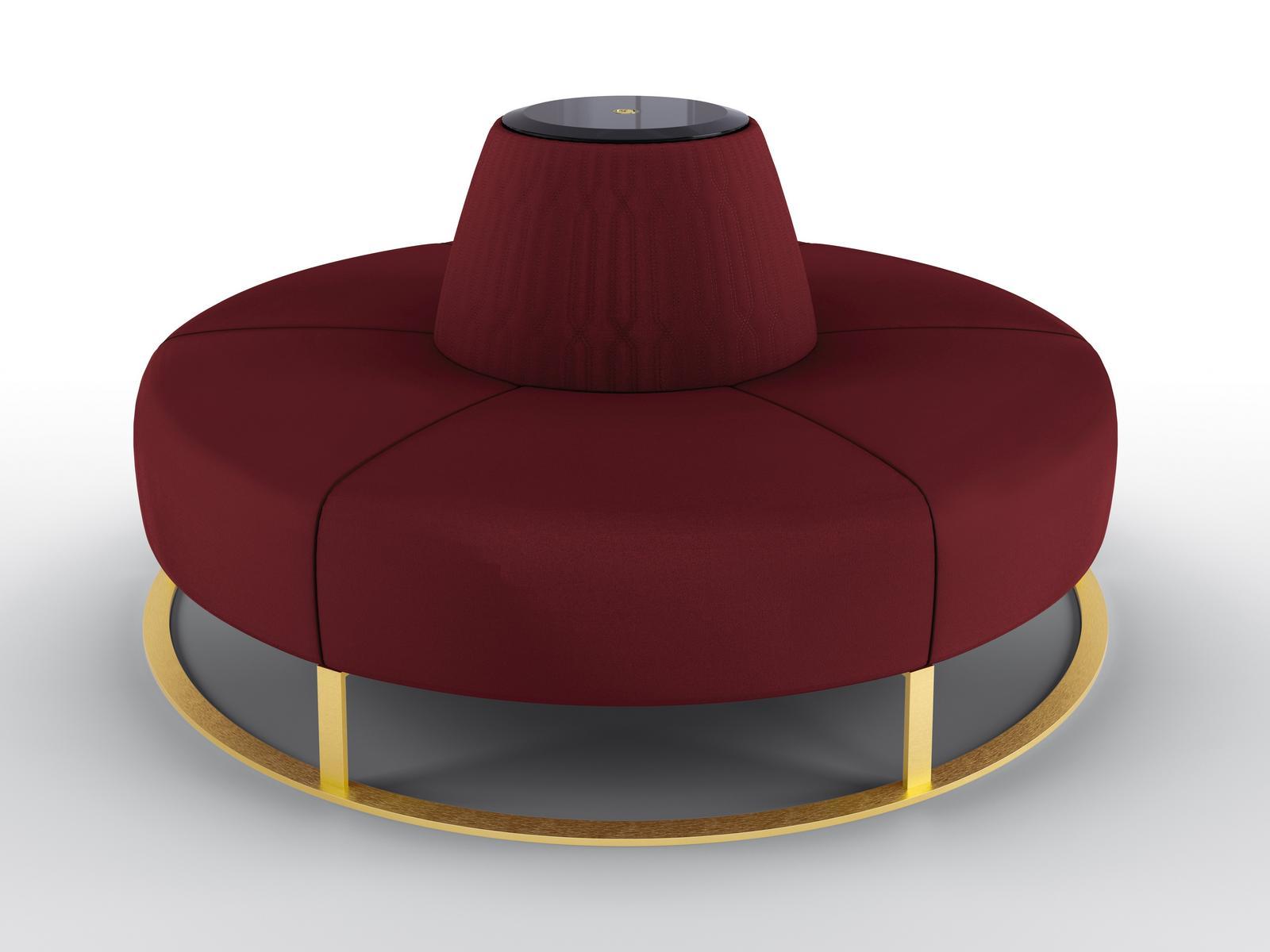 BLANCA Round upholstered velvet bench with back