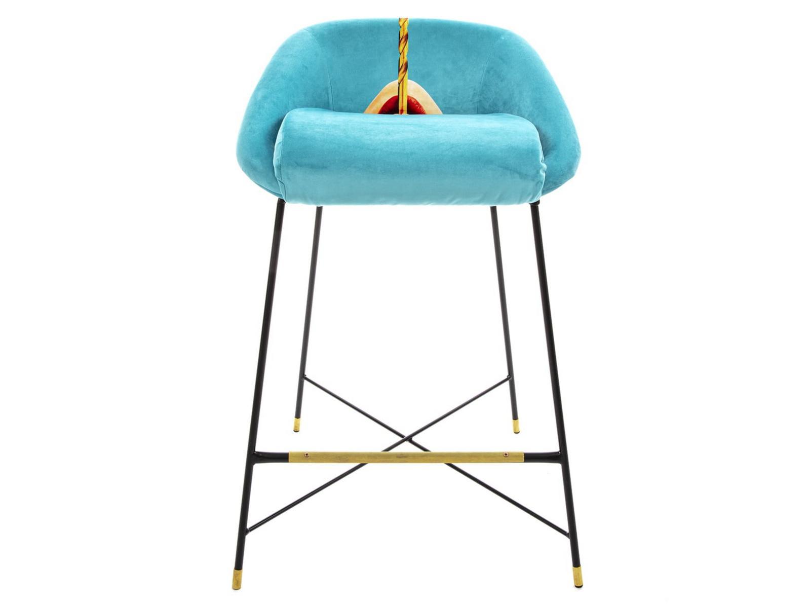 DRILL High fabric stool with back