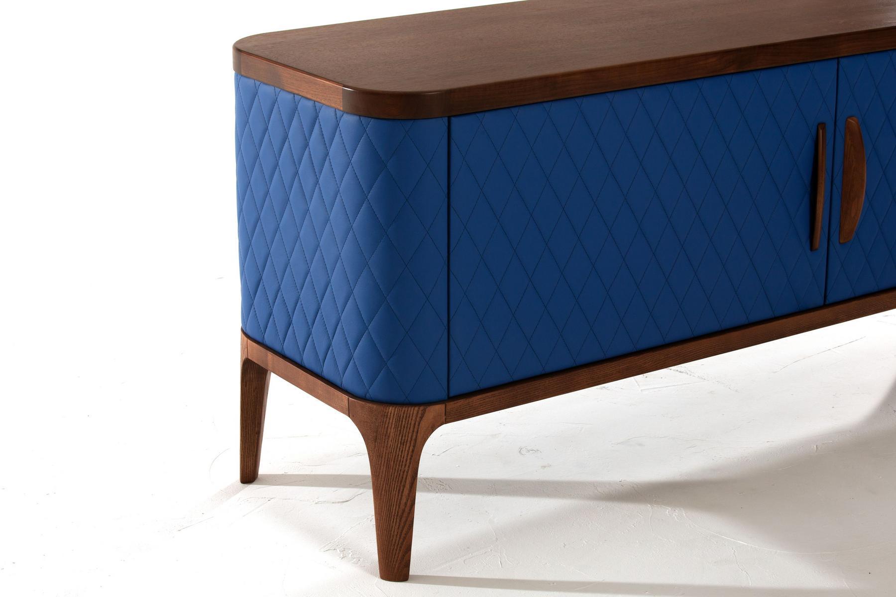 TIFFANY Leather sideboard with doors