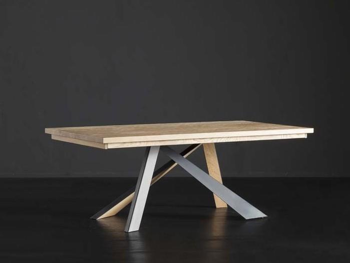 PARIGI + METAL/LEGNO Rectangular solid wood dining table