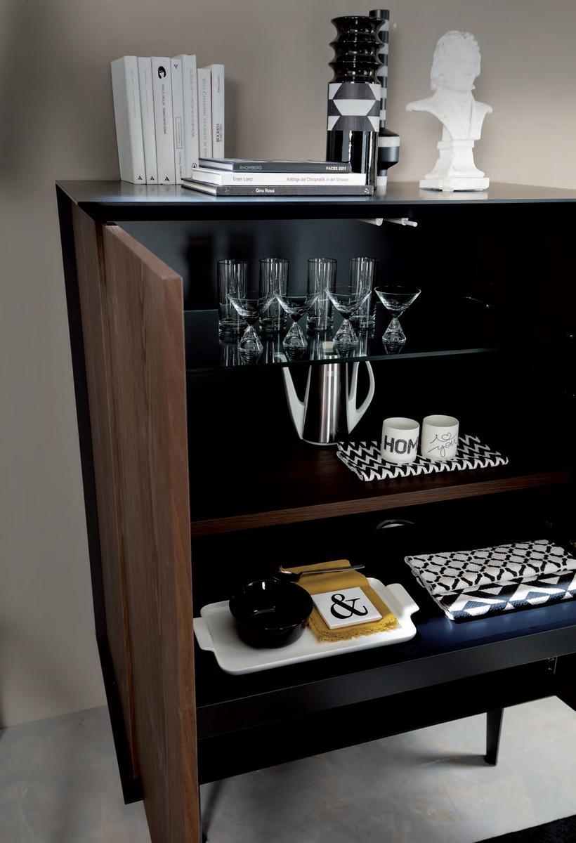 BRERA Wooden highboard with sliding doors