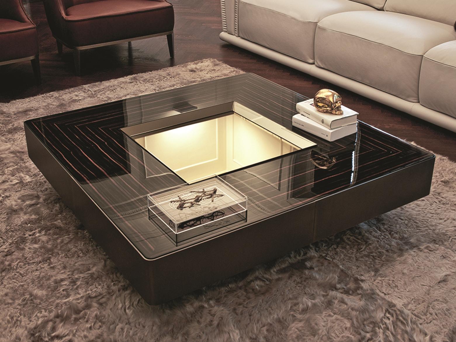 LORD Square leather coffee table