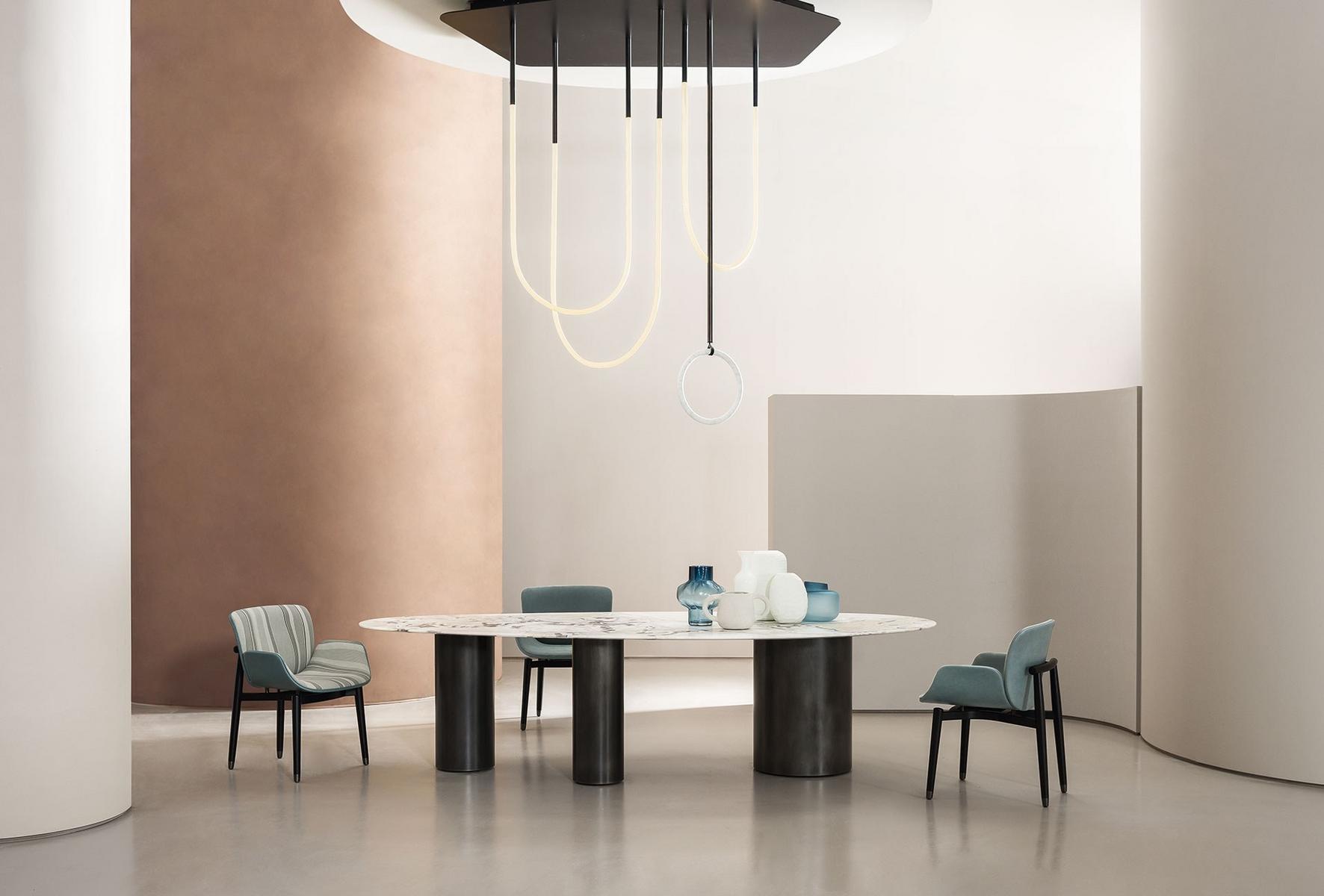 JORGEN Upholstered nabuk chair with armrests