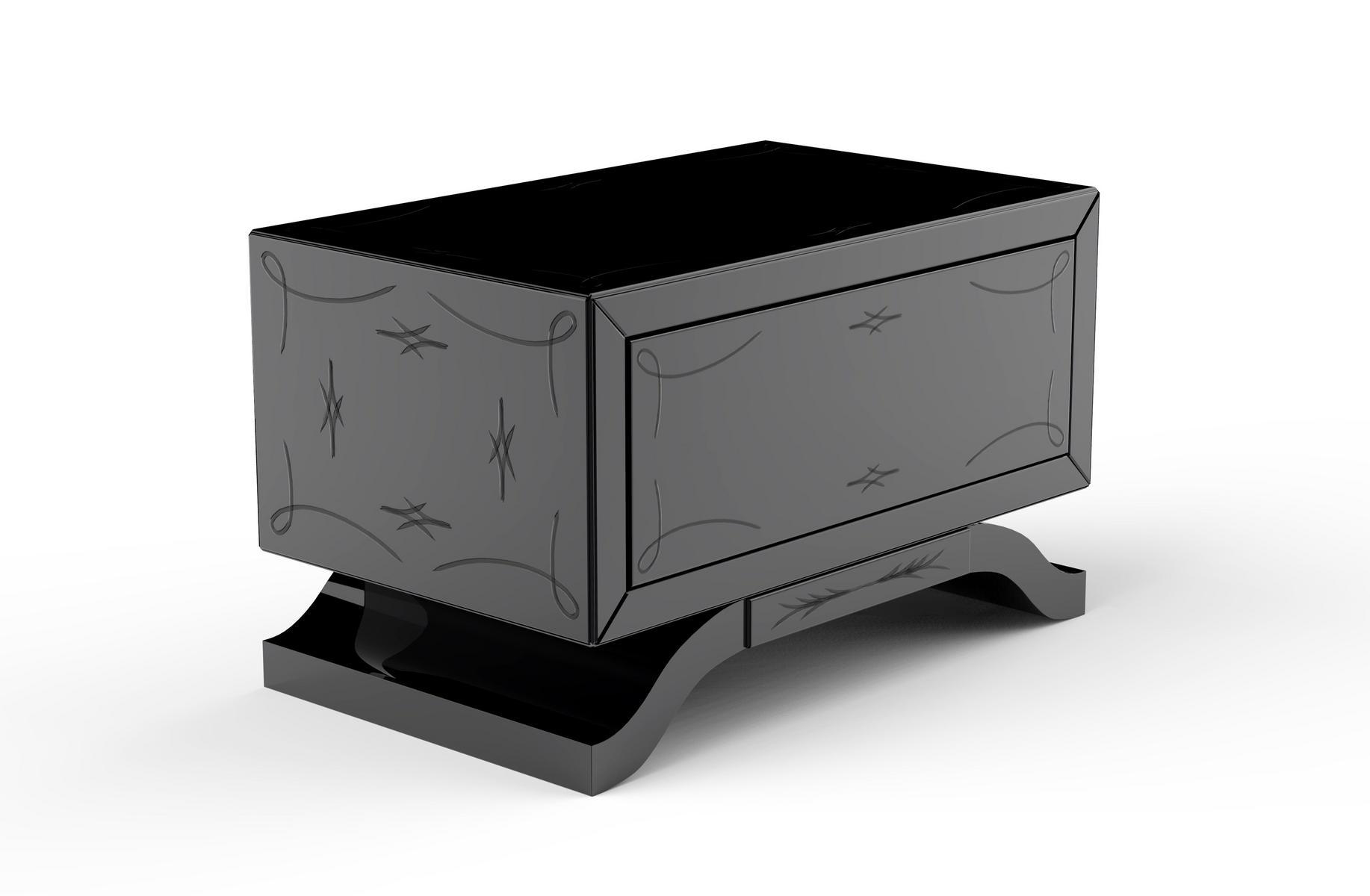 METROPOLITAN Rectangular poplar bedside table with drawers