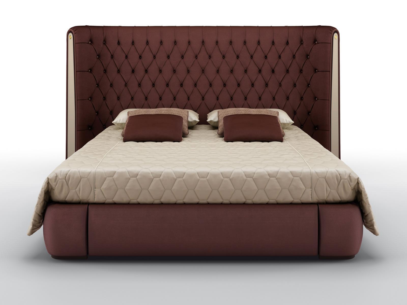 HERMITAGE Velvet bed with tufted headboard