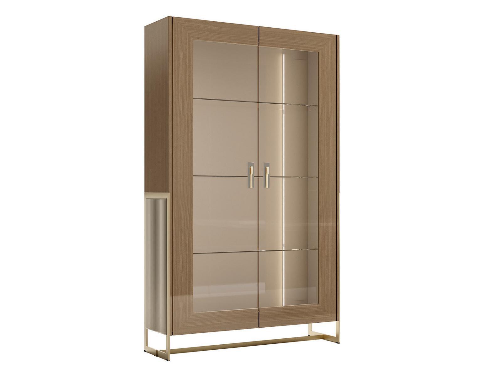 MAVIS Wood and glass display cabinet with integrated lighting