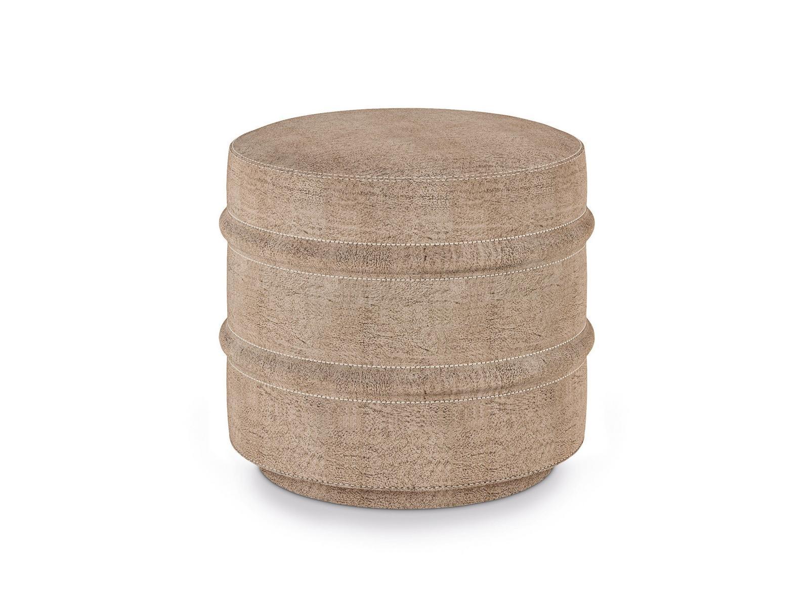 HOTEL DE VILLE Round leather pouf