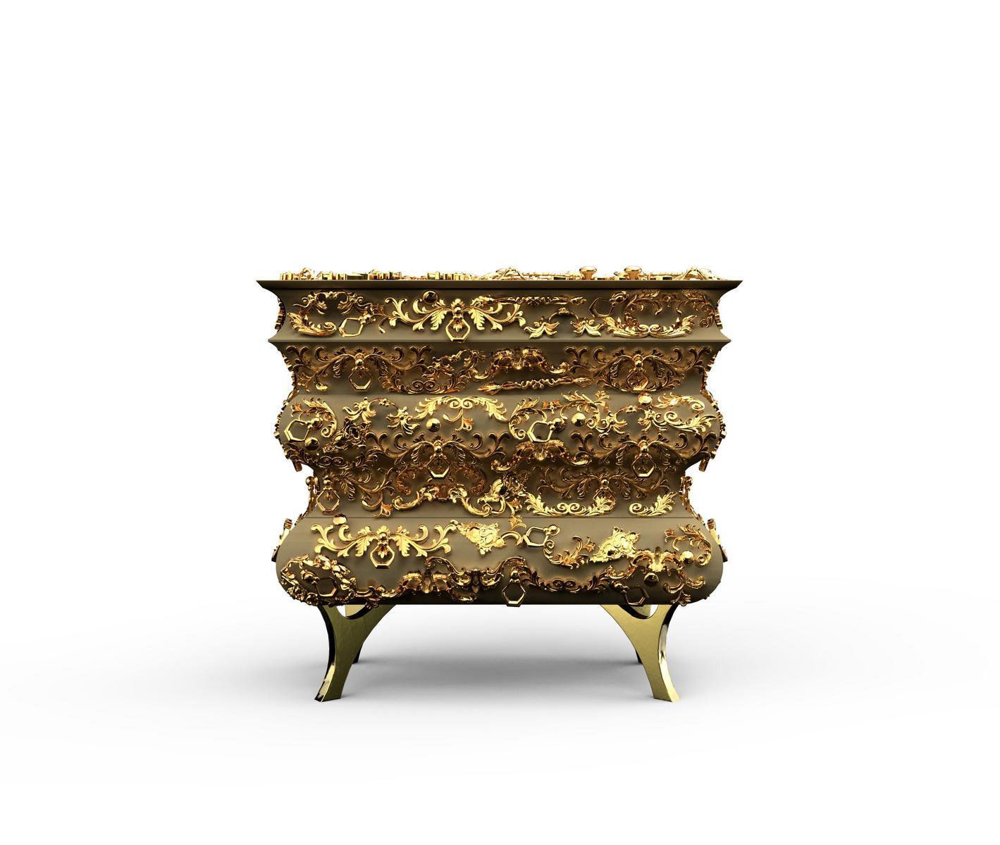CROCHET Wooden bedside table with drawers