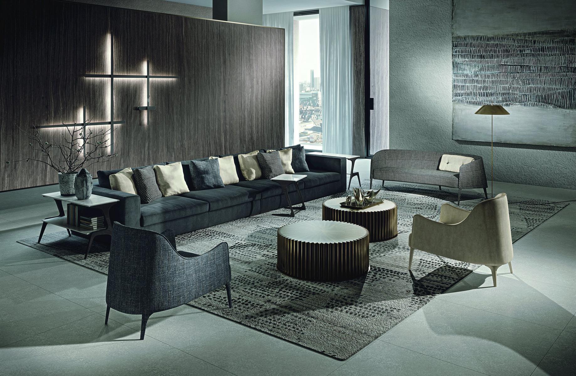 ORESTE Sectional fabric sofa with removable cover