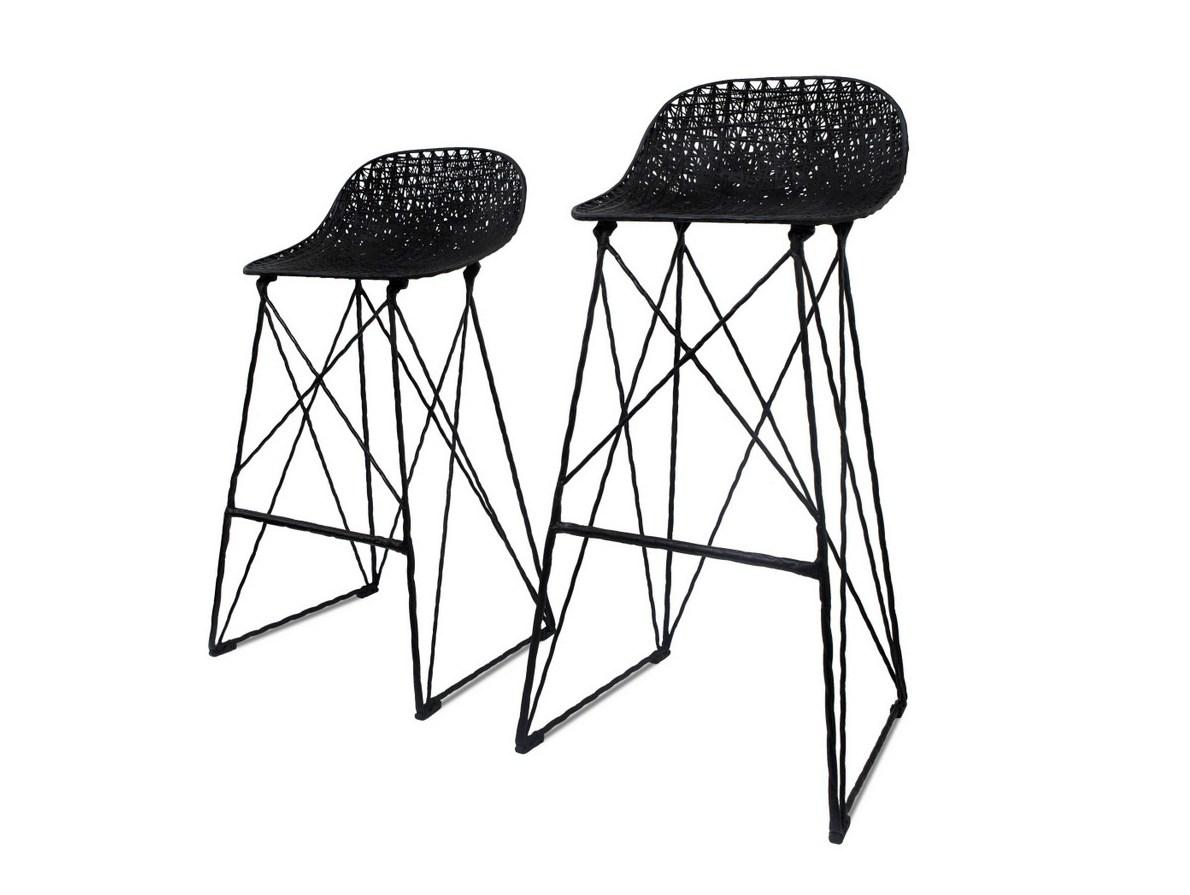 CARBON BAR STOOL Sled base stool with footrest