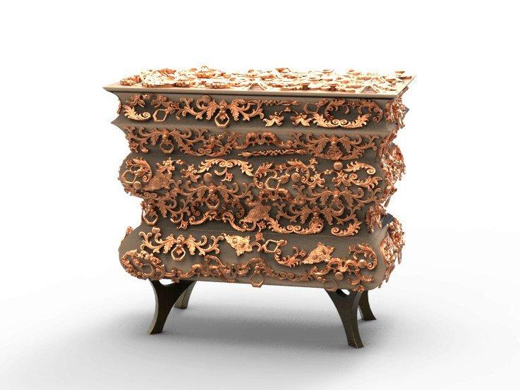CROCHET Wooden bedside table with drawers