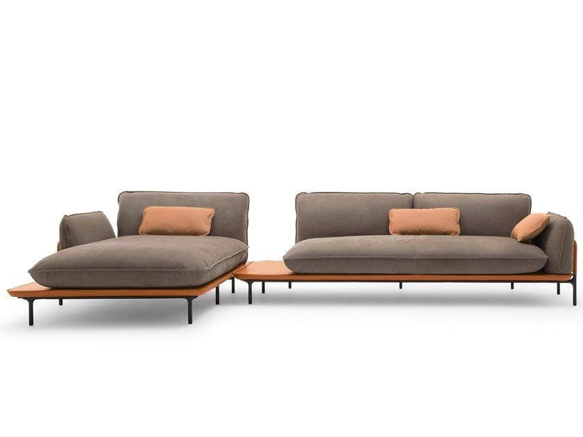 515 ADDIT Sectional modular fabric sofa with chaise longue