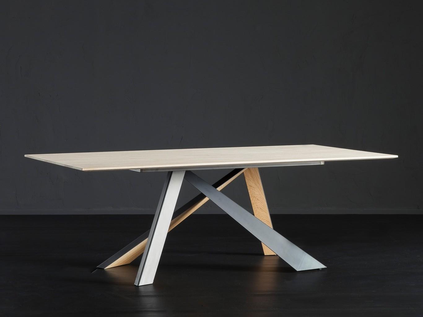 BARCELLONA + METAL/LEGNO Rectangular oak dining table