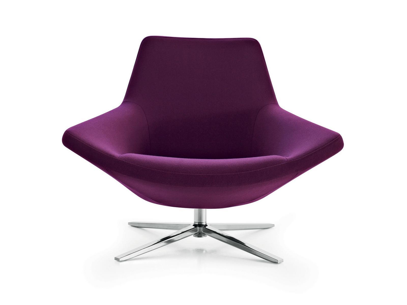 METROPOLITAN '14 Swivel upholstered fabric armchair with 4-spoke base