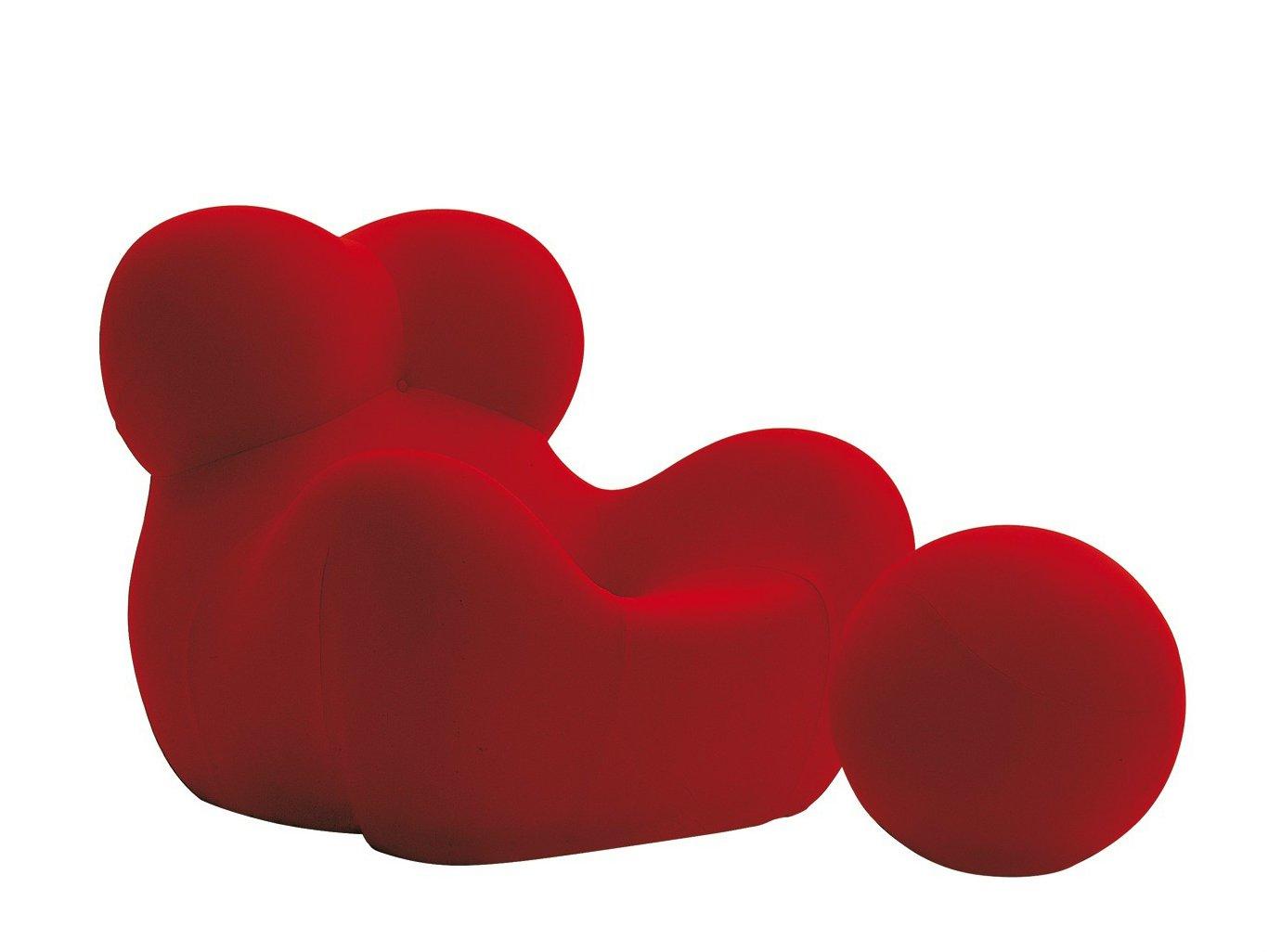 SERIE UP 2000 Upholstered fabric armchair with footstool