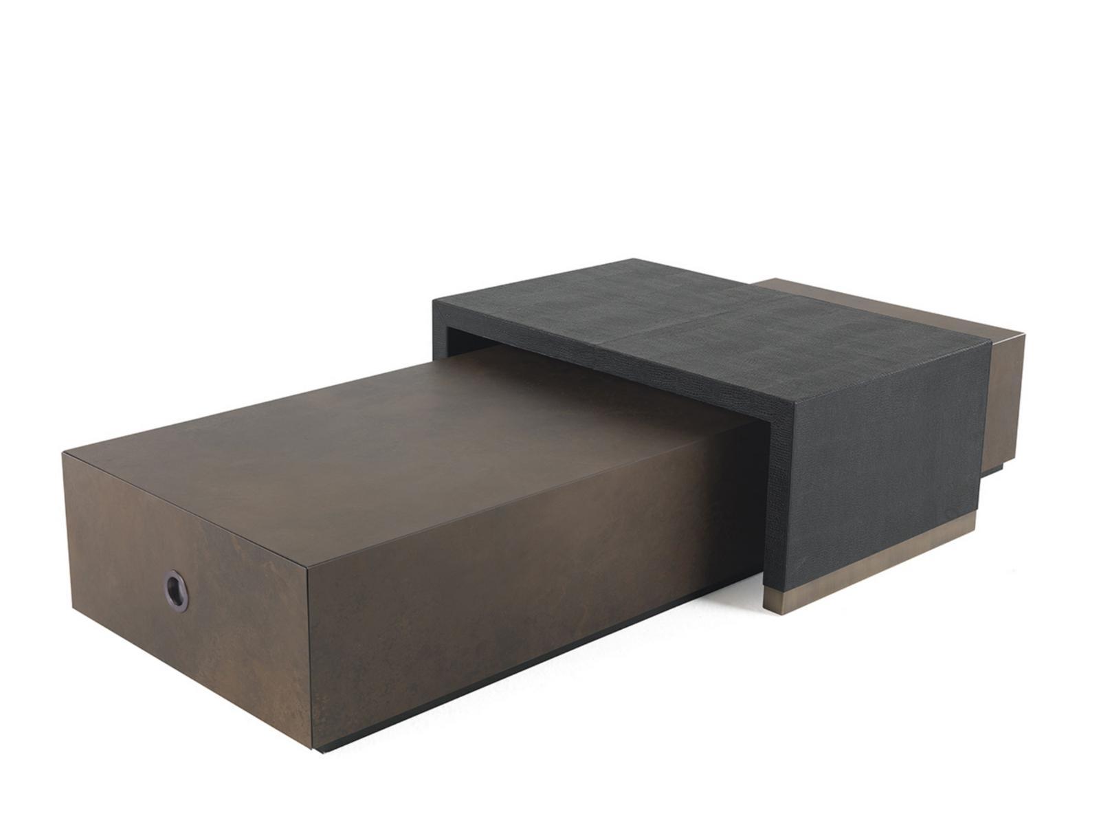 KAY Rectangular leather coffee table