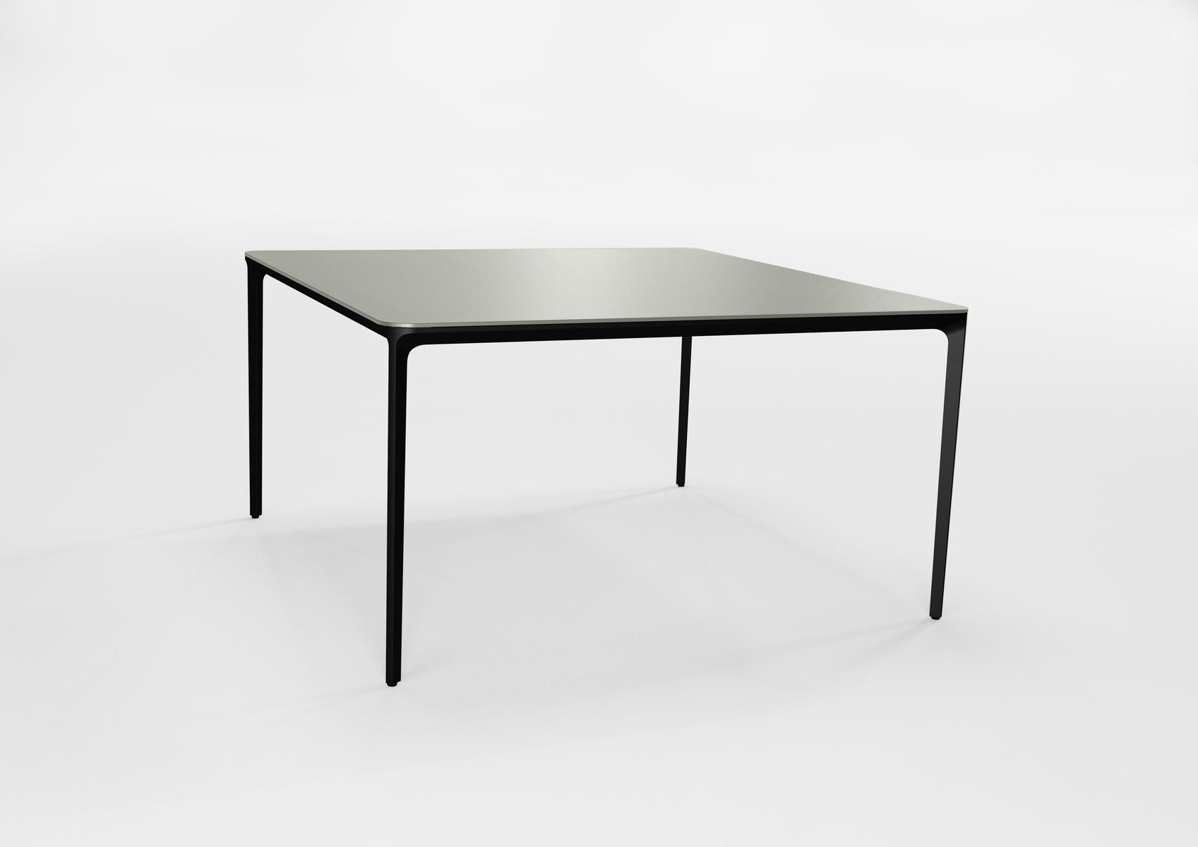 SLIM SQUARE Square glass and aluminium table