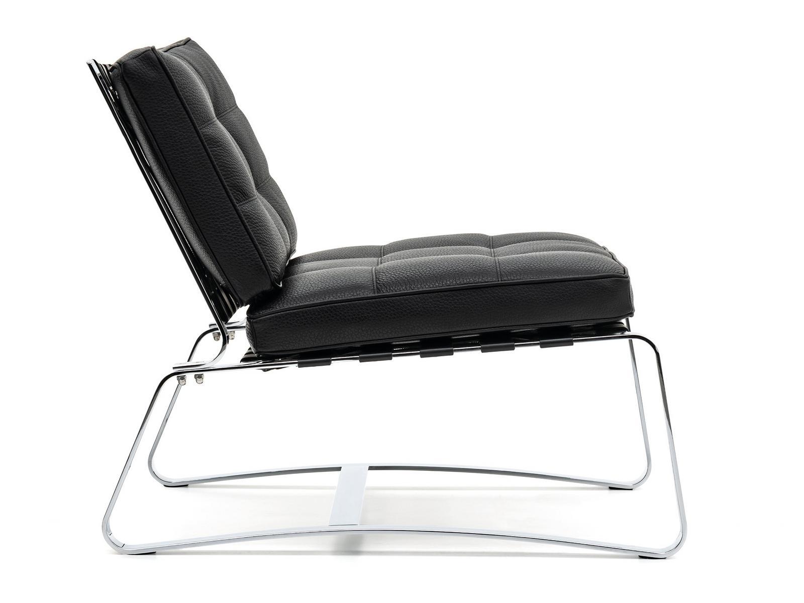 DELAUNAY QUILT Sled base tufted leather armchair