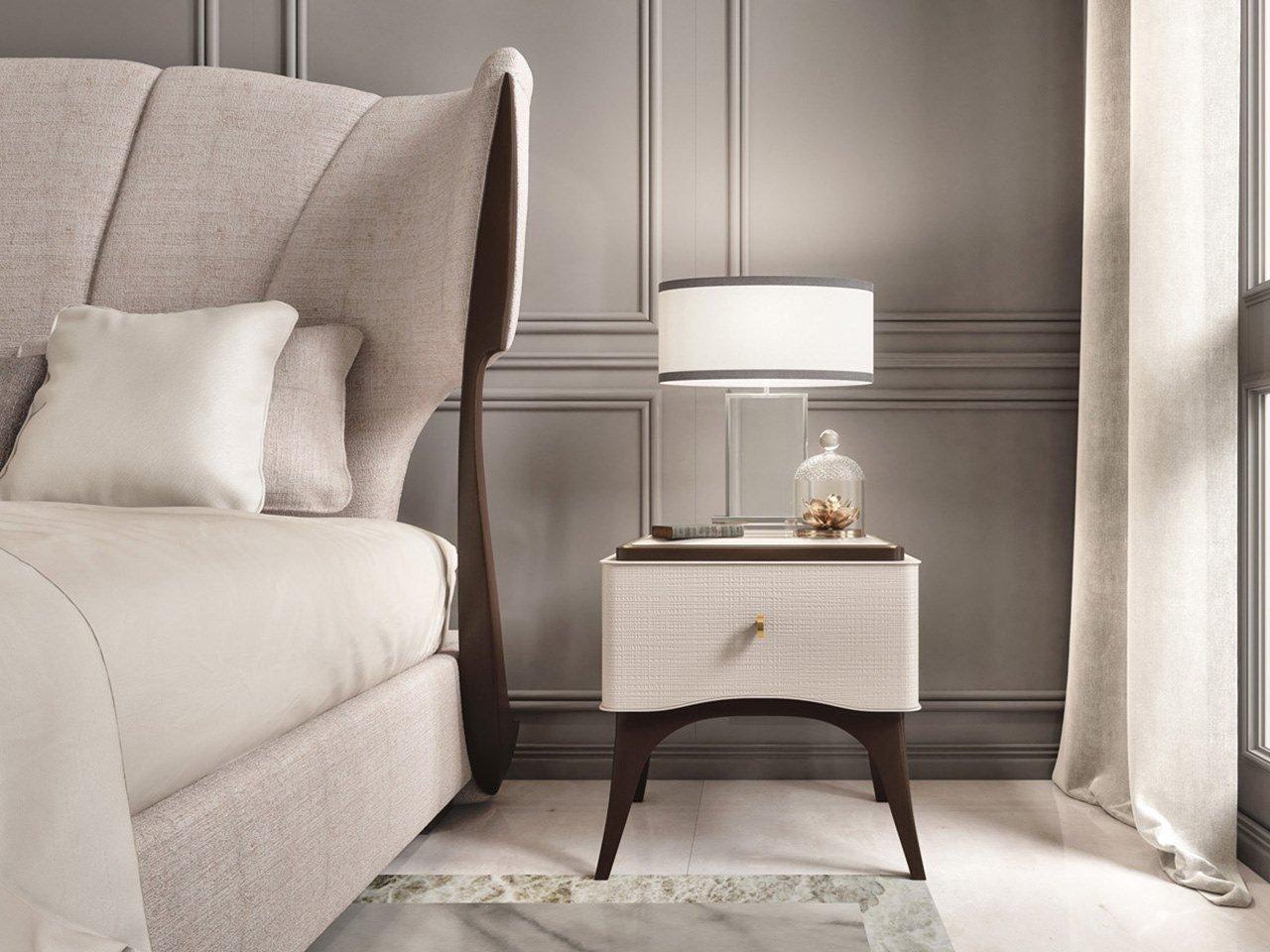 PR.80 Fabric double bed with upholstered headboard