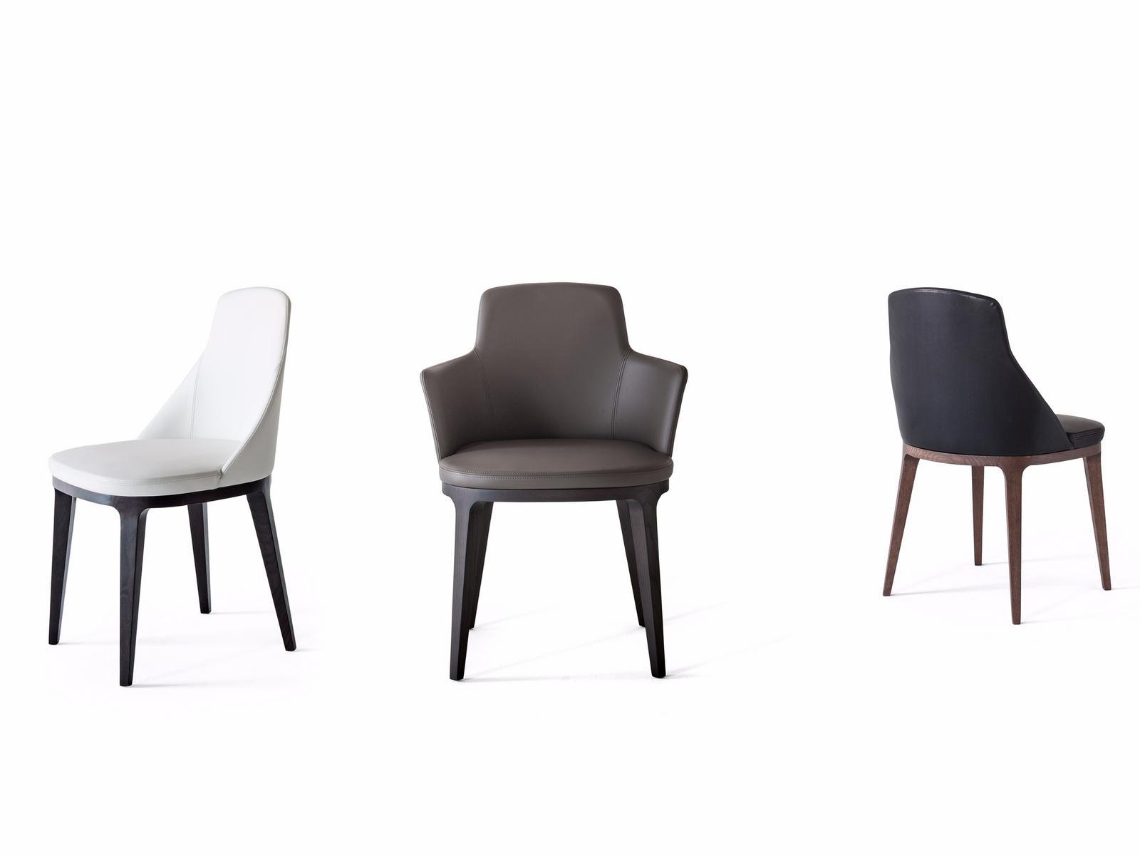 LUCY Upholstered leather chair with armrests
