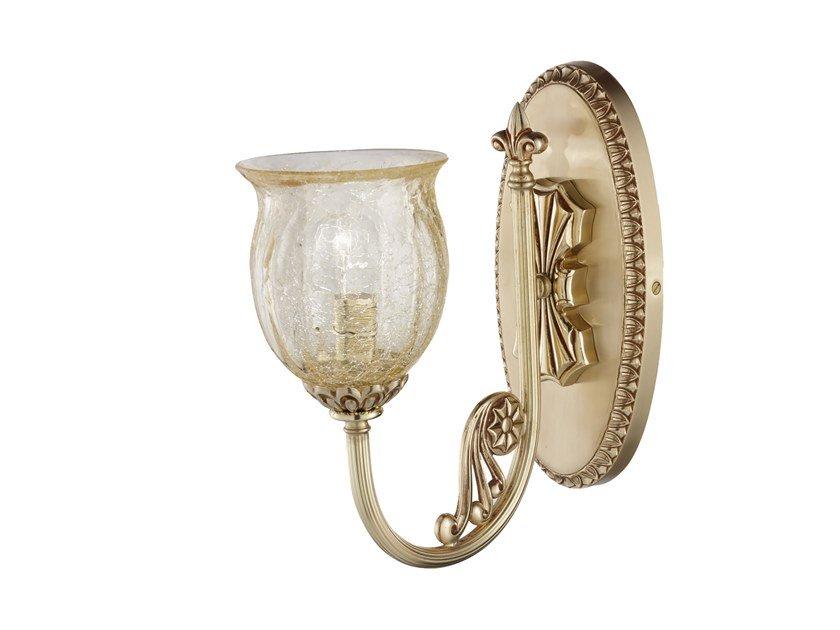 AMANDA 227/A1 French gold finish wall light with amber crackle glass