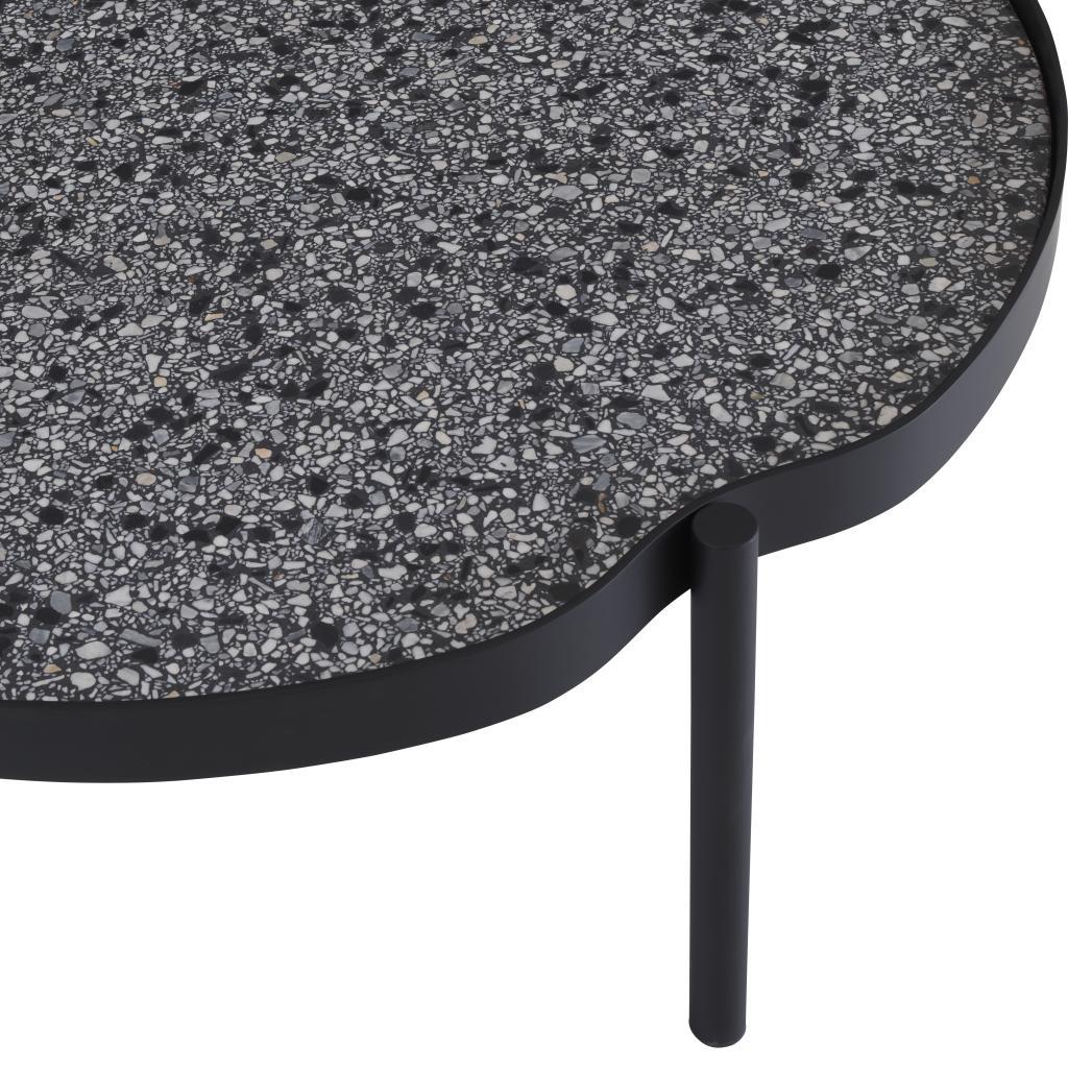 MALLEA Round metal coffee table with granite top