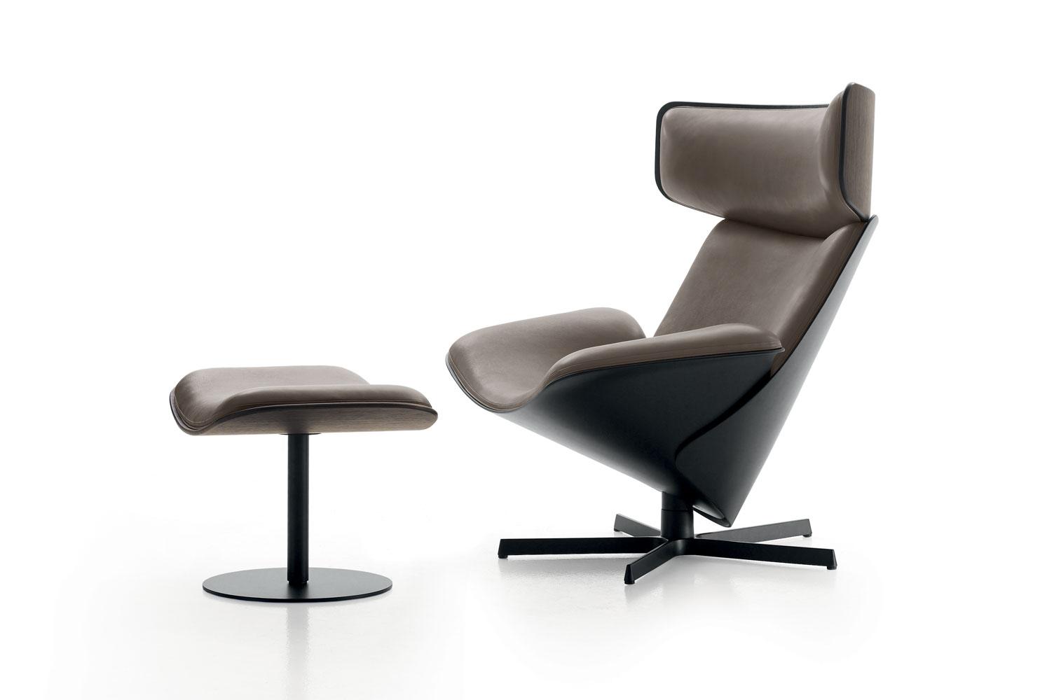 ALMORA Swivel armchair with 5-spoke base with headrest