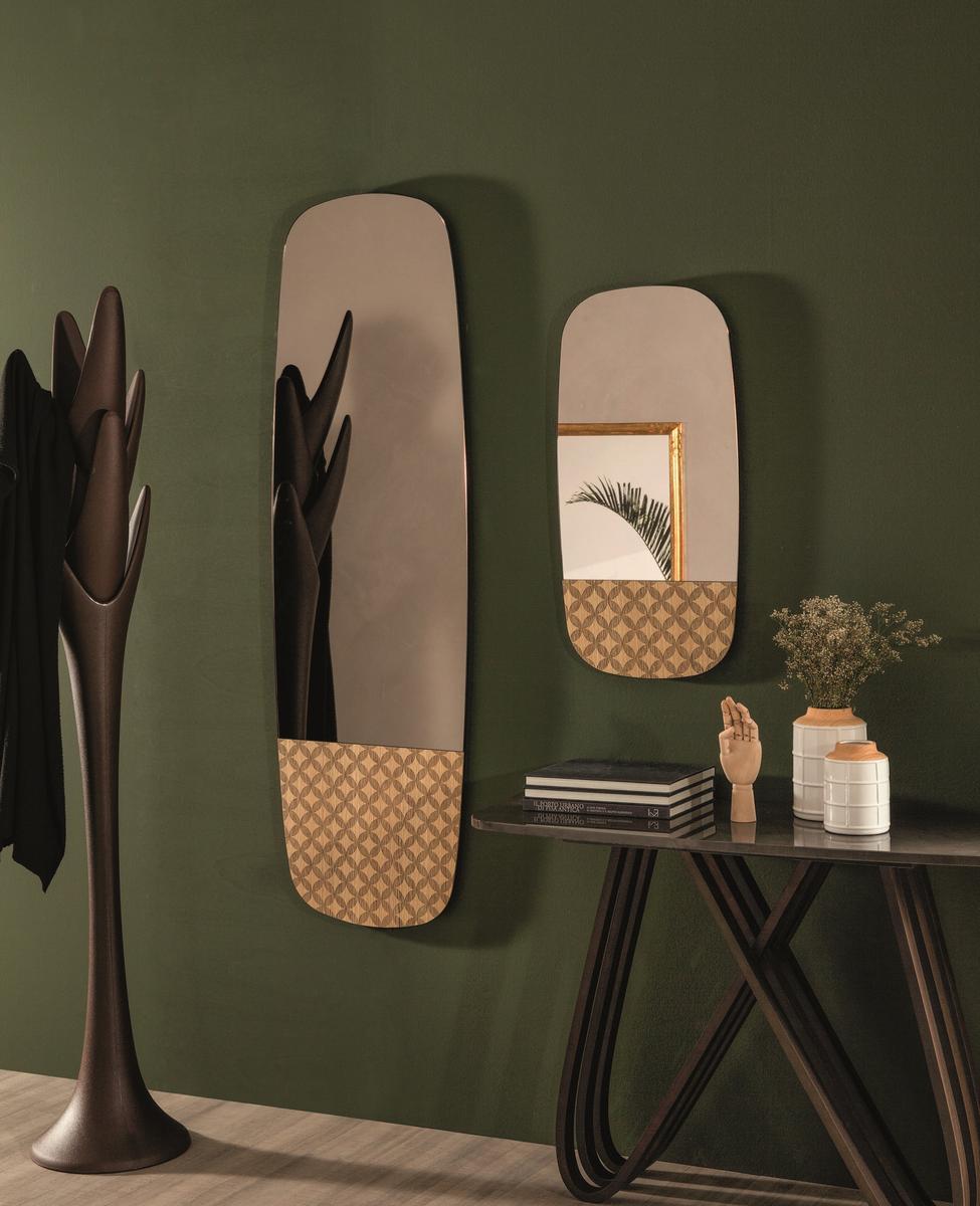 MARGUERITE Rectangular wall-mounted wooden mirror