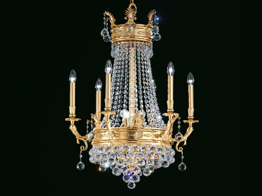 IMPERO & DECO VE 804 Incandescent brass chandelier with crystals