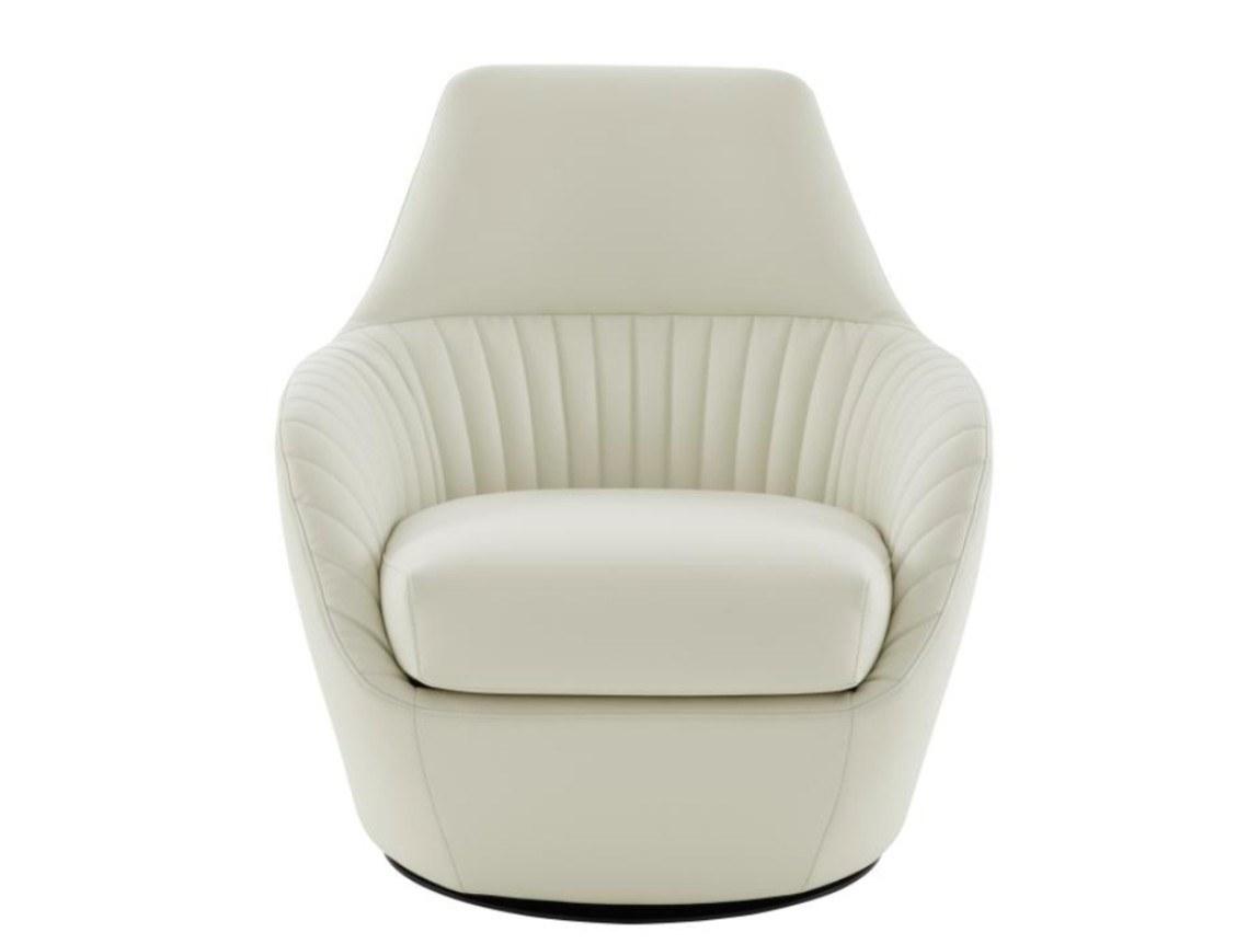 AMÉDÉE Swivel upholstered fabric armchair with armrests