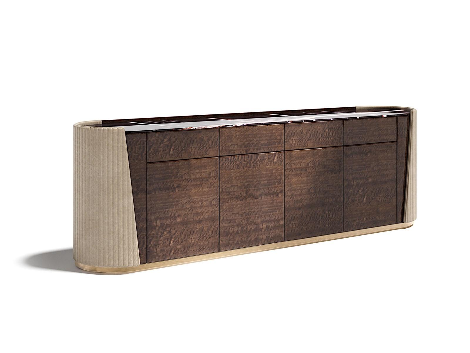 MAJESTIC Wooden and leather sideboard with doors and drawers