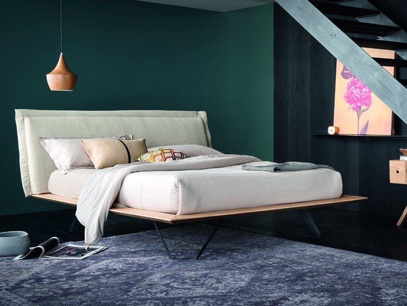 DIAMANTE 7370 Oak double bed with upholstered headboard
