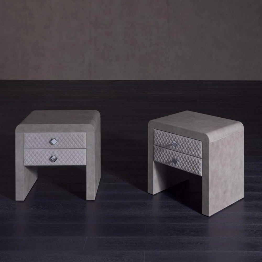 REKO Nabuk bedside table in a luxury style with drawers