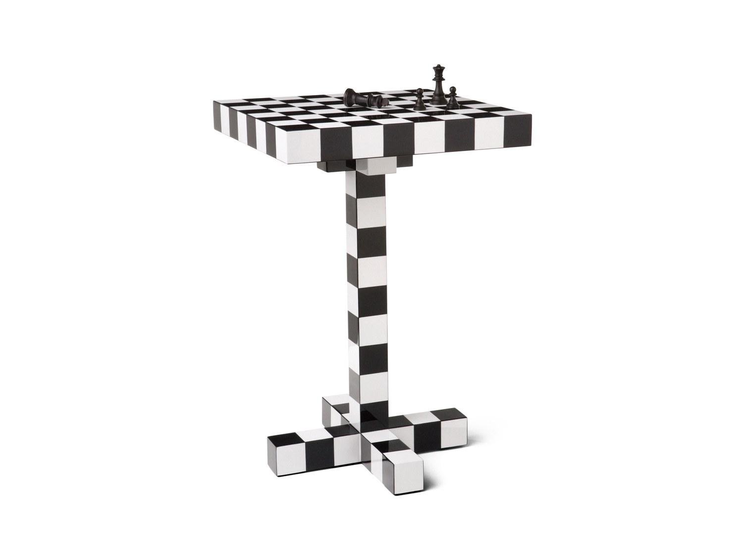 CHESS TABLE Square wooden coffee table