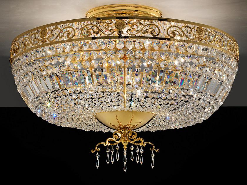 IMPERO & DECO VE 823 PL12 Incandescent brass ceiling lamp with crystals