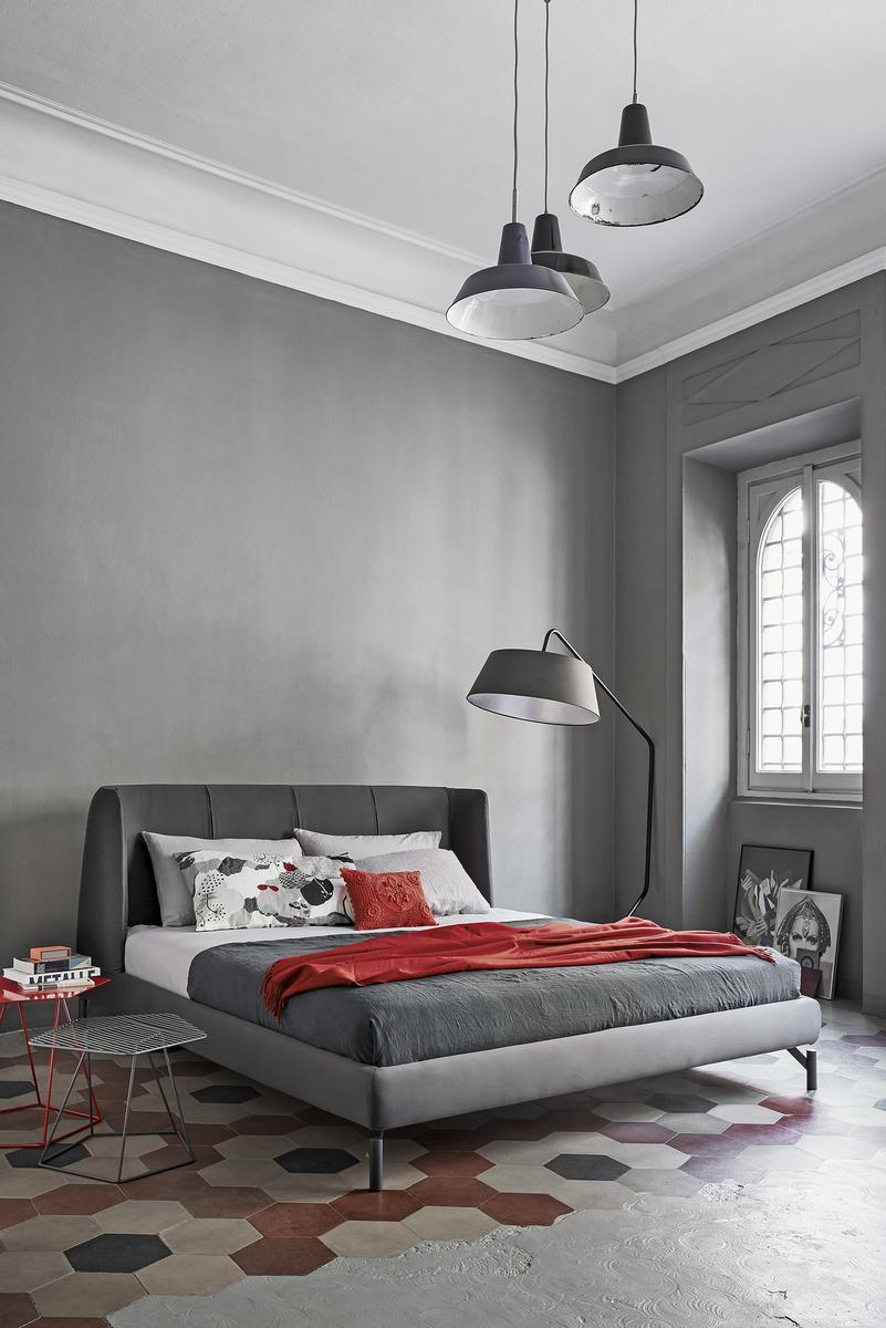 BASKET AIR Double bed with upholstered headboard