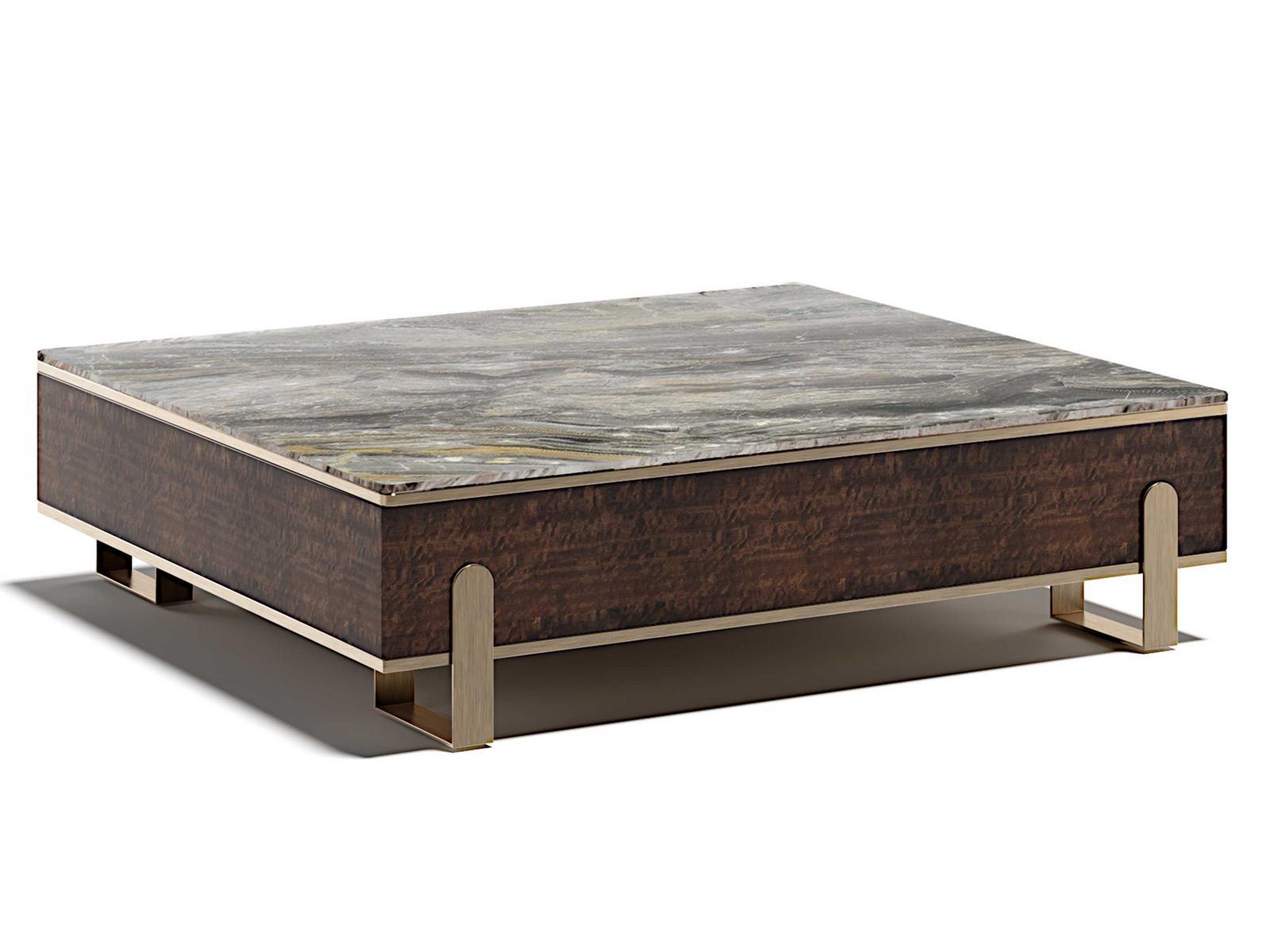 GRAND Q Low wooden and marble coffee table