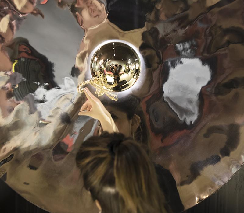 METAMORPHOSIS Wall-mounted stainless steel mirror with integrated lighting