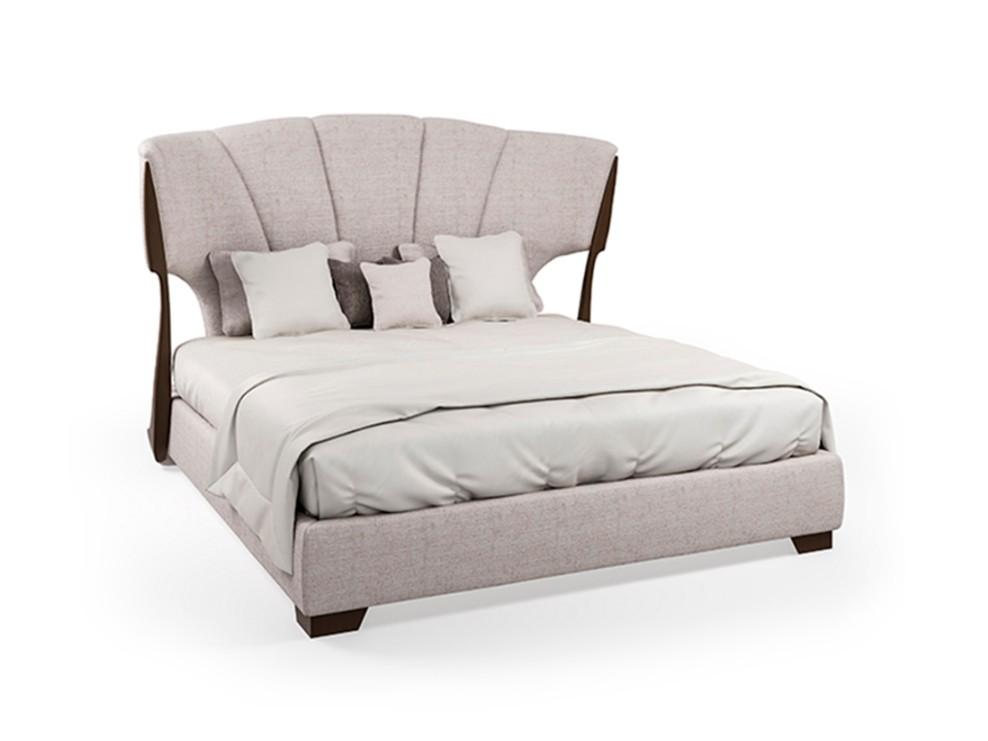 PR.80 Fabric double bed with upholstered headboard