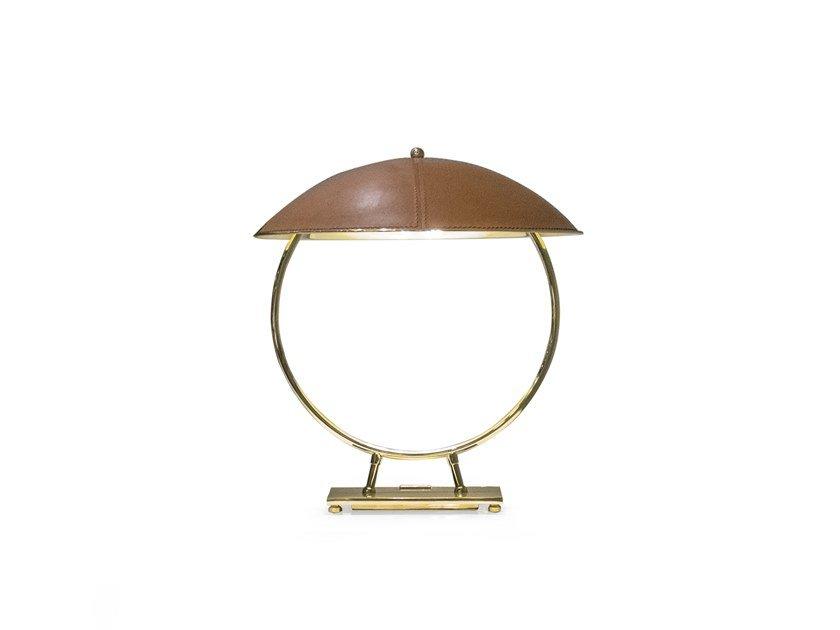 HELMET Leather table lamp
