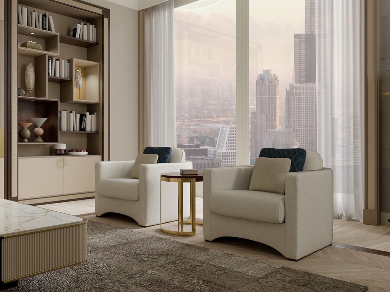 PR.702 Leather armchair with armrests