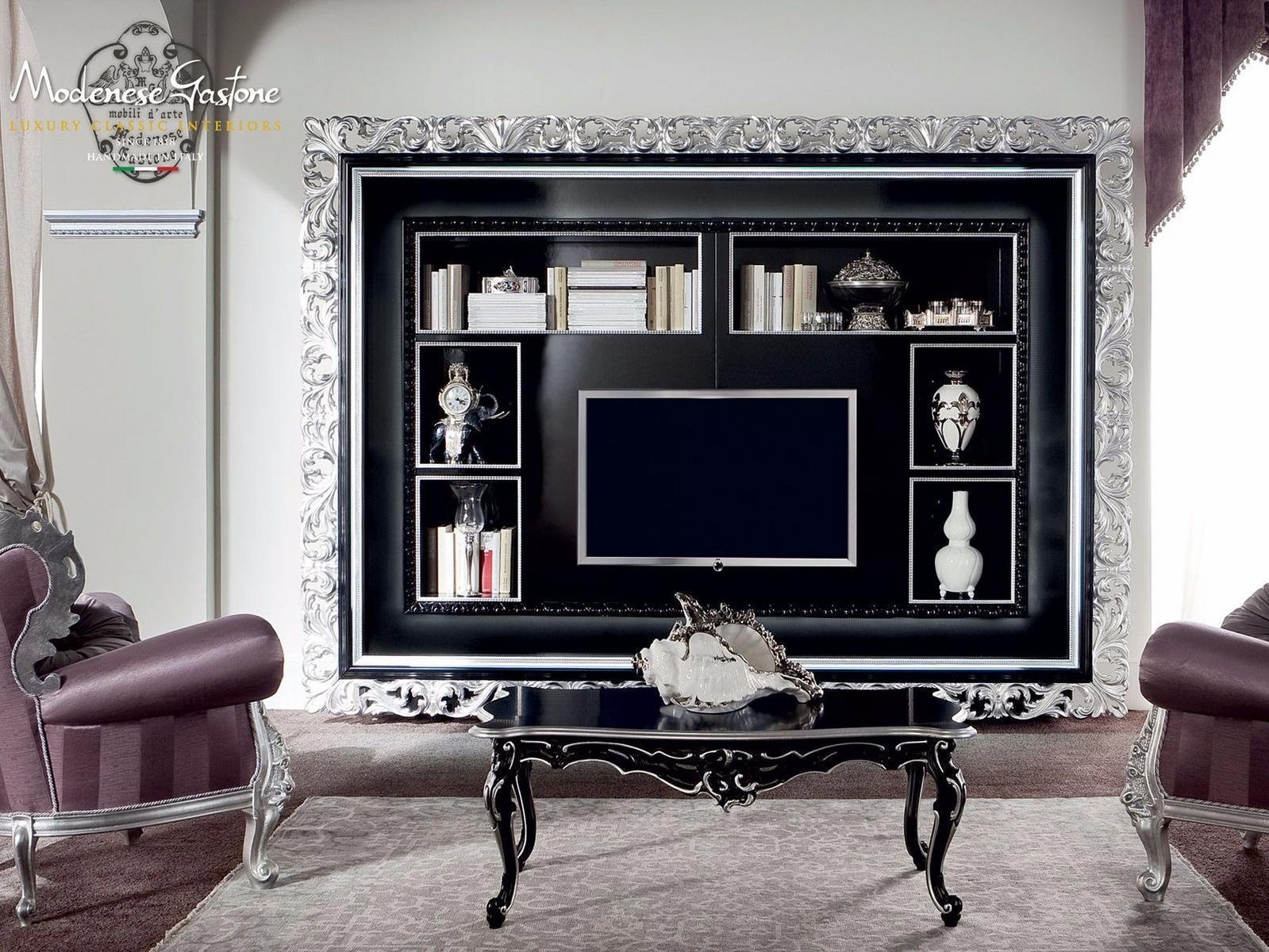 13129 Open wall-mounted bookcase with TV stand