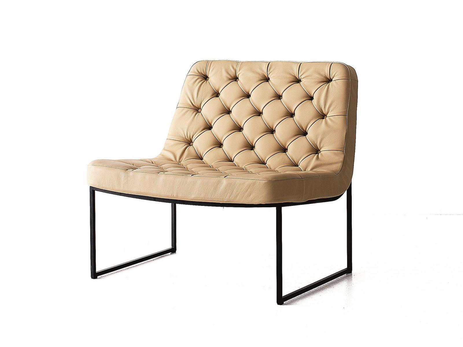 SELLA Sled base tufted upholstered leather armchair